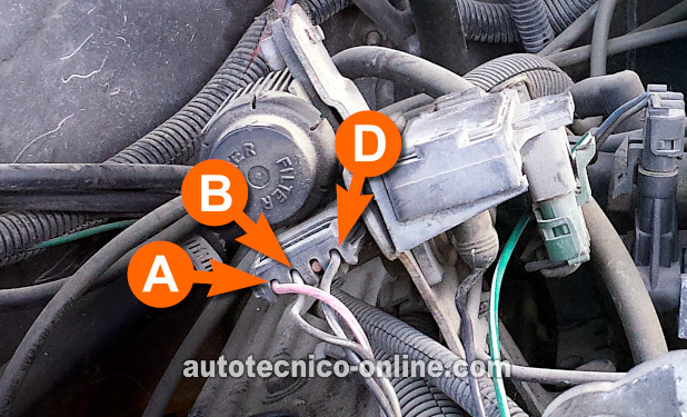 Descripciones Del Circuito Del Conector Del Solenoide EVRV. Cómo Probar El Solenoide De Vacío De La Válvula EGR (1988, 1989, 1990, 1991, 1992, 1993, 1994, 1995 4.3L TBI Chevrolet S10 Pickup, GMC S15 Pickup, Y GMC Sonoma)