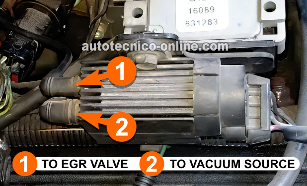 Verificando Que El Solenoide EVRV Esté Recibiendo Vacío. Cómo Probar El Solenoide De Vacío De La Válvula EGR (1988, 1989, 1990, 1991, 1992, 1993, 1994, 1995 4.3L TBI Chevrolet S10 Pickup, GMC S15 Pickup, Y GMC Sonoma)
