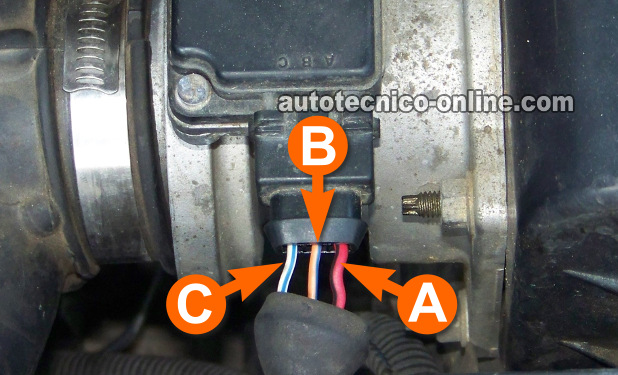 Descripciones De Los Circuitos Del Sensor MAF. Prueba: Sensor De Flujo De Aire (MAF) 3.0L Nissan Quest (1993, 1994, 1995)