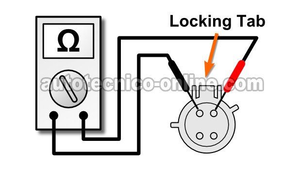 Verificando La Resistencia Del Elemento Calefactor Del Sensor De Oxígeno Delantero Derecho (HO2S11) (1997-1998 F150 - F250)