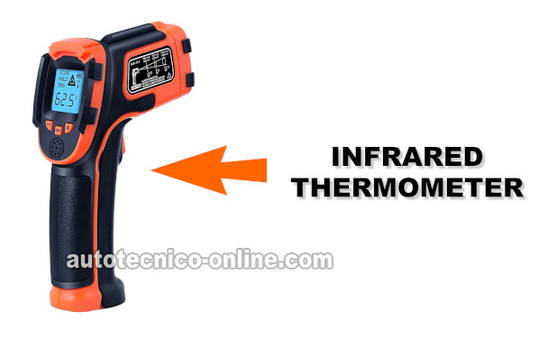 Ejemplo De Un Termómetro Infrarrojo. Cómo Probar El Termostato (1992, 1993, 1994, 1995, 1996, 1997 2.2L Chevrolet Beretta, Cavalier, Corsica, y Pontiac Sunfire)